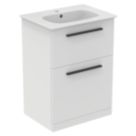 Ideal Standard i.life A Floorstanding Vanity Unit With Black Handles & Basin Matt White 600mm x 440mm x 853mm