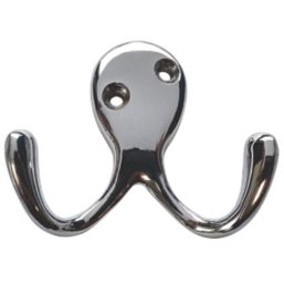 Polished Chrome Double Robe Hook - Bathroom & Bedroom Door/Wall Hanger