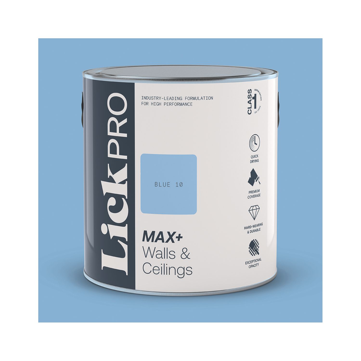 LickPro Max+ 2.5Ltr Blue 10 Matt Emulsion Paint (601JY)