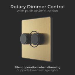 British General Evolve 2-Gang 2-Way LED Dimmer Switch  Satin Brass with Black Inserts