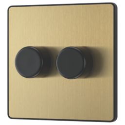 British General Evolve 2-Gang 2-Way LED Dimmer Switch  Satin Brass with Black Inserts