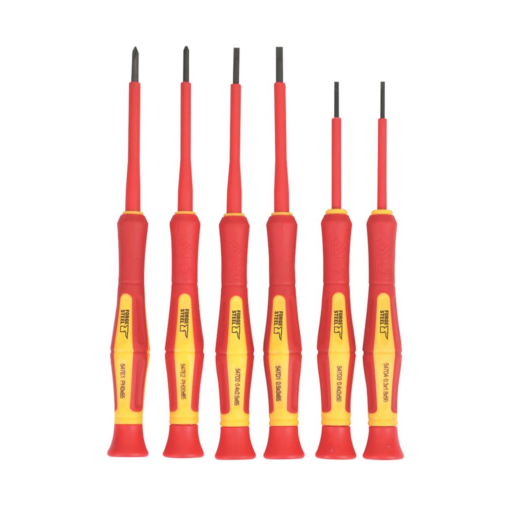 Forge Steel Mixed VDE Precision Screwdriver Set 6 Pieces Screwfix