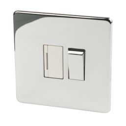 Crabtree Platinum 13A Switched Fused Spur  Polished Chrome with White Inserts