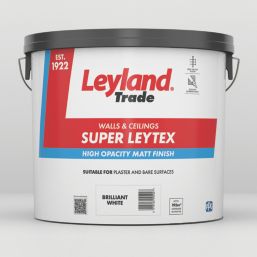 Leyland Trade Super Leytex 15Ltr Brilliant White Matt Emulsion Bare Plaster Paint