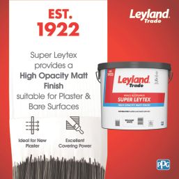 Leyland Trade Super Leytex 15Ltr Brilliant White Matt Emulsion Bare Plaster Paint