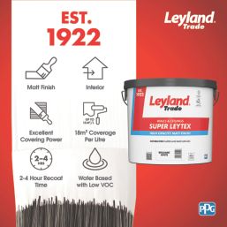 Leyland Trade Super Leytex 15Ltr Brilliant White Matt Emulsion Bare Plaster Paint