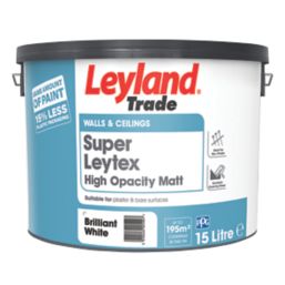 Leyland Trade Super Leytex Matt Brilliant White Emulsion Paint 15Ltr