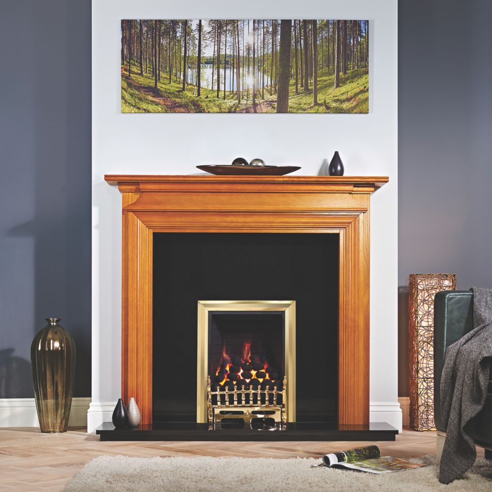 Focal Point Charlottesville Fire Surround Oak Veneer 1340mm x 1172mm -  Screwfix
