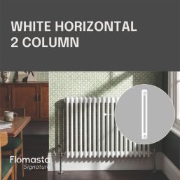 Flomasta 600mm x 1190mm 4175BTU White Horizontal 2 Column Radiator