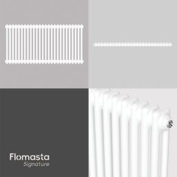 Flomasta 600mm x 1190mm 4175BTU White Horizontal 2 Column Radiator