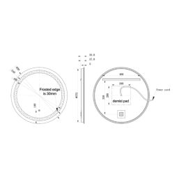 Idaho Round Bathroom Mirror With 2580lm LED Light 600mm x 600mm