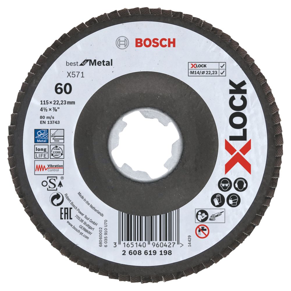 Bosch XLock Flap Disc 115mm 60 Grit Screwfix