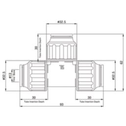 Flomasta  Plastic Push-Fit Equal Tee 15mm