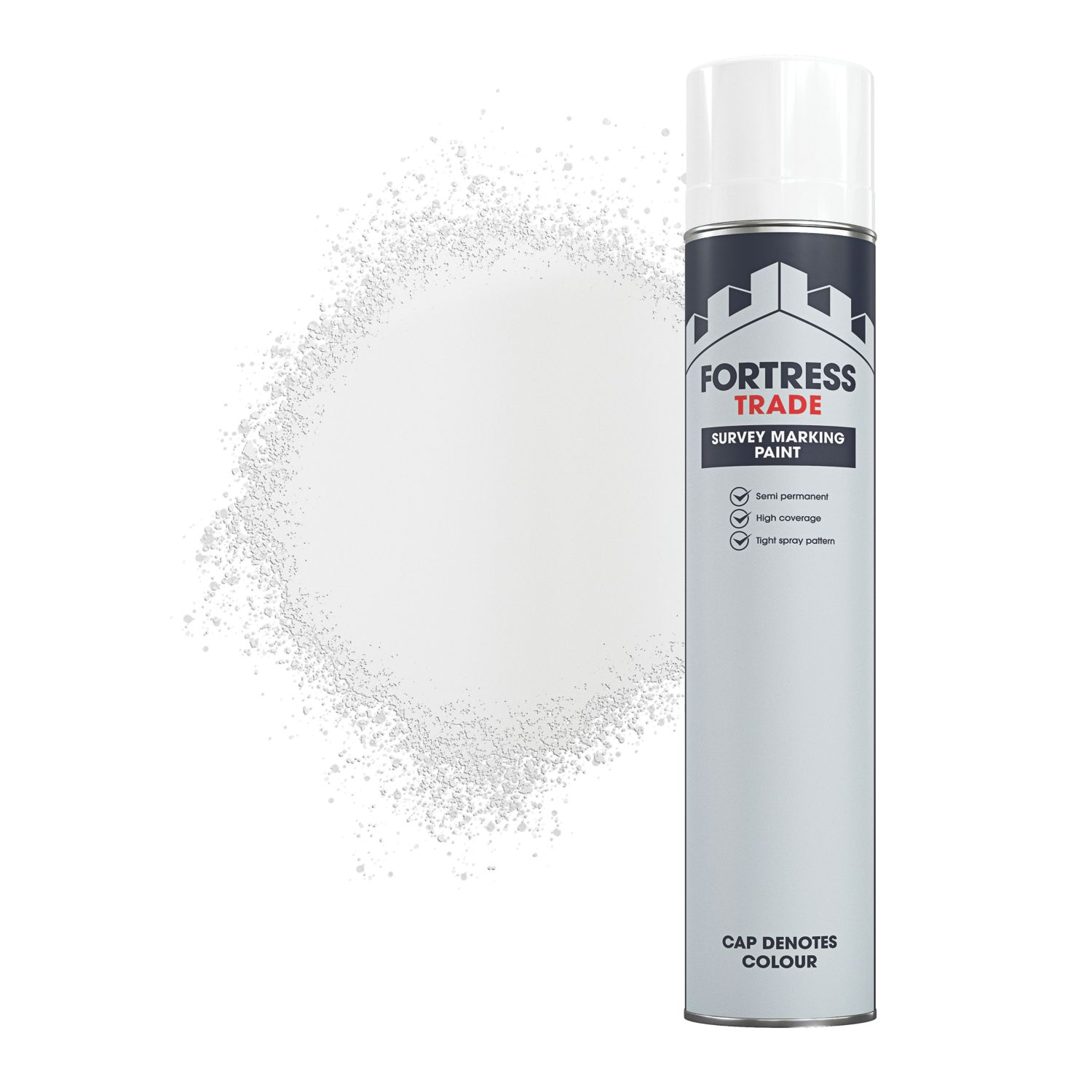 Fortress Trade 750ml White Matt Survey Marking Spray Paint (602PC)