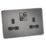 Knightsbridge SFR9000BN 13A 2-Gang DP Switched Double Socket Black Nickel  with Black Inserts