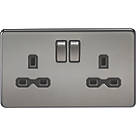 Knightsbridge  13A 2-Gang DP Switched Double Socket Black Nickel  with Black Inserts