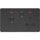 Knightsbridge  45A 2-Gang DP Cooker Switch & 13A DP Switched Socket Matt Black with LED with Black Inserts