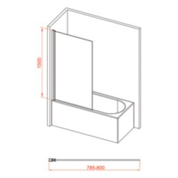 Semi-Framed Chrome Bath Screen Reversible 800mm x 1500mm