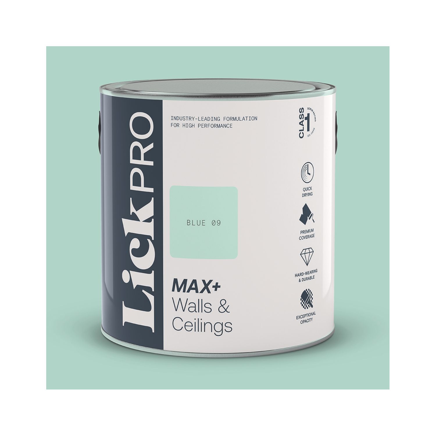 LickPro Max+ 2.5Ltr Blue 09 Matt Emulsion Paint (603JY)