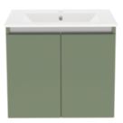 Newland  Double Door Wall-Mounted Vanity Unit with Basin Matt Sage Green 600mm x 450mm x 540mm