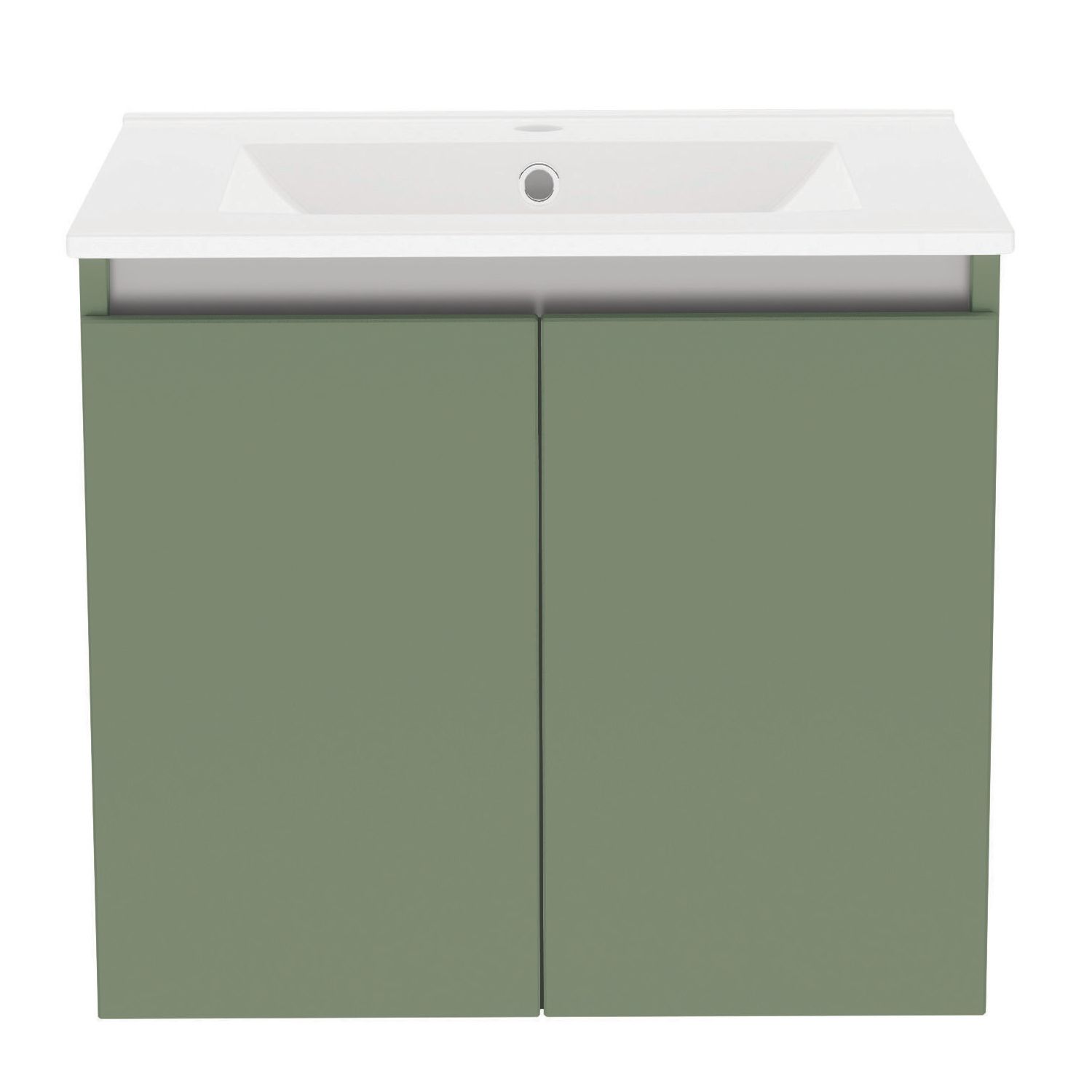 Newland Double Door Wall-Mounted Vanity Unit with Basin Matt Sage Green 600mm x 450mm x 540mm (603RN)