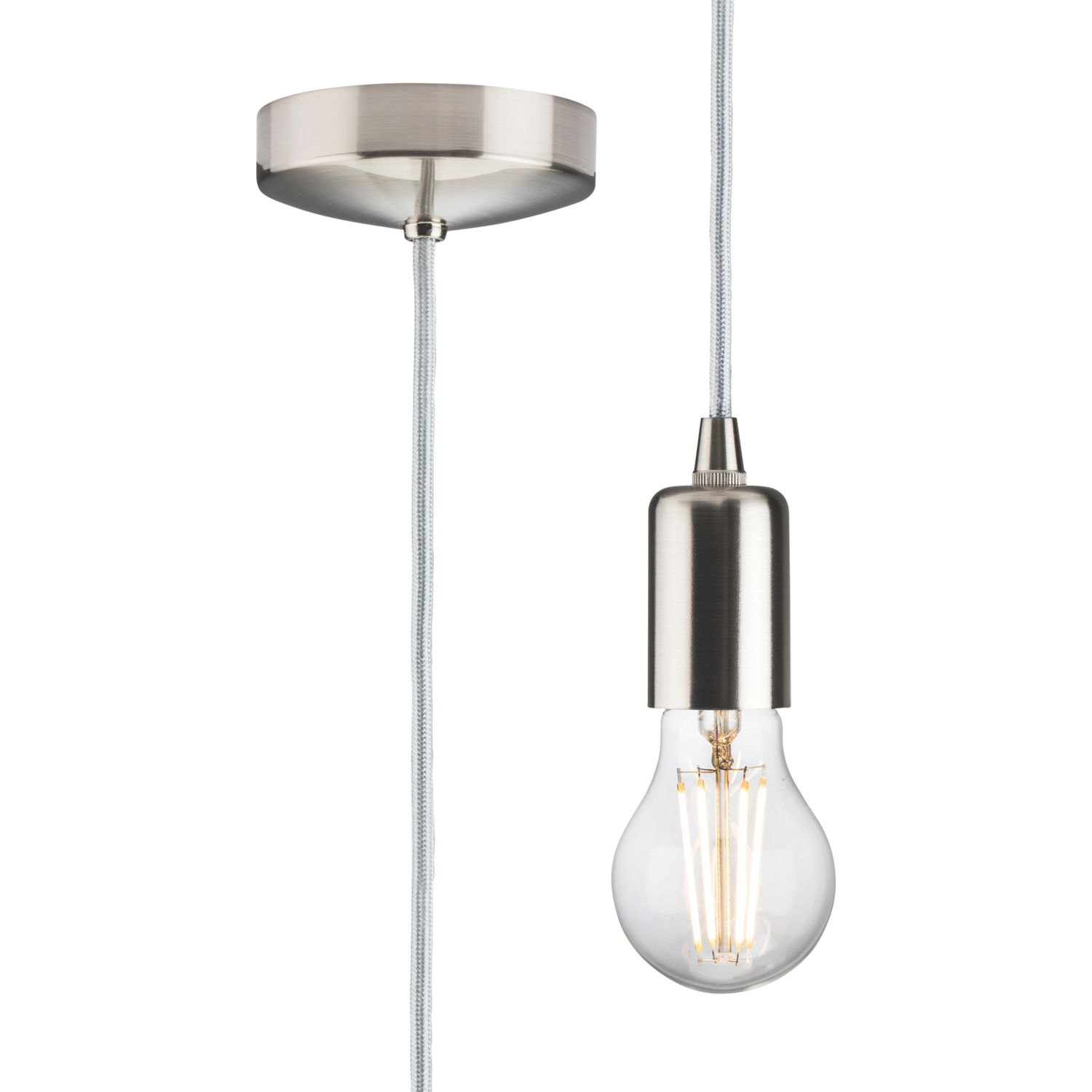 Knightsbridge Contemporary Long Pendant Brushed Chrome (603TY)