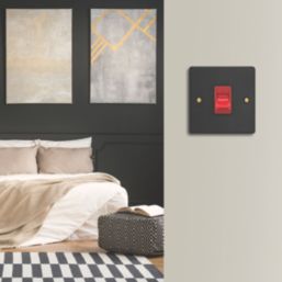 Varilight  45A 1-Gang 2-Pole Cooker Switch Matt Black