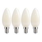 LAP  E14 Candle LED Light Bulb Milky 470lm 2.9W 4 Pack