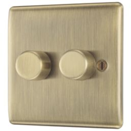 British General Nexus Metal 2-Gang 2-Way LED Dimmer Switch  Antique Brass