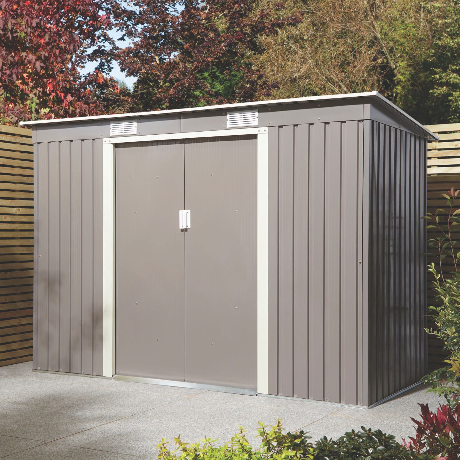 Rowlinson Trentvale 8' x 3'6" (Nominal) Pent Metal Shed Light Grey (604CL)
