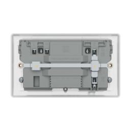 British General Nexus Metal 13A 2-Gang SP Switched Socket + 3.25A 22W 2-Outlet Type C USB Charger Polished Chrome with White Inserts