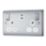 British General Nexus Metal 13A 2-Gang SP Switched Socket + 3.25A 22W 2-Outlet Type C USB Charger Polished Chrome with White Inserts
