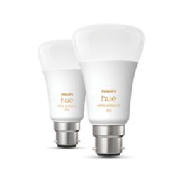 Philips Hue  BC A60 LED Smart Light Bulb 8.5W 800lm 2 Pack