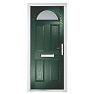 Crystal  4-Panel 1-Light Left or Right-Handed Dark Green Composite Front Door 2055mm x 920mm