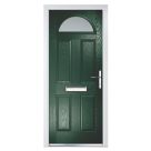 Crystal  4-Panel 1-Light Left or Right-Handed Dark Green Composite Front Door 2055mm x 920mm