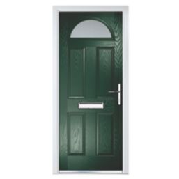 Crystal  4-Panel 1-Light Left or Right-Handed Dark Green Composite Front Door 2055mm x 920mm