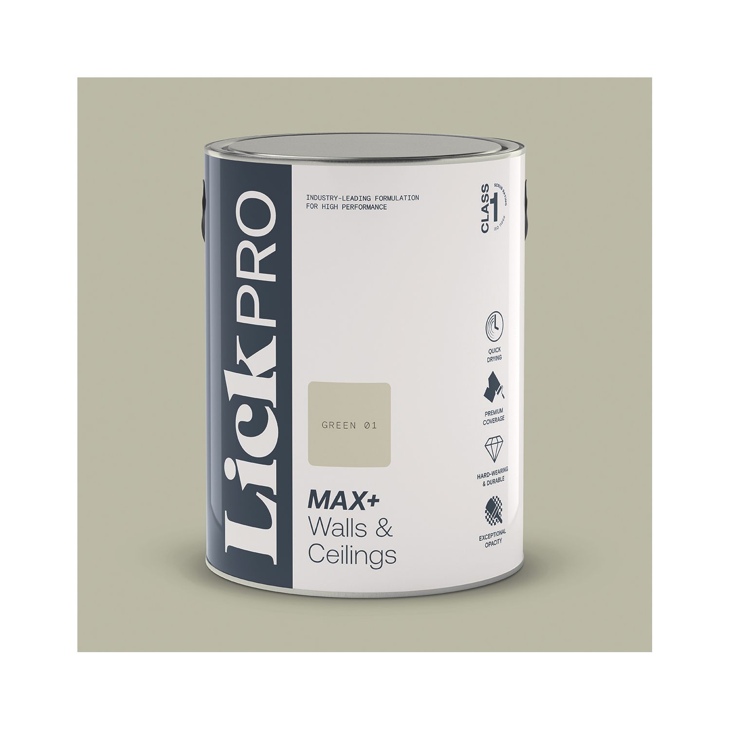LickPro Max+ 5Ltr Green 01 Eggshell Emulsion Paint (604JX)