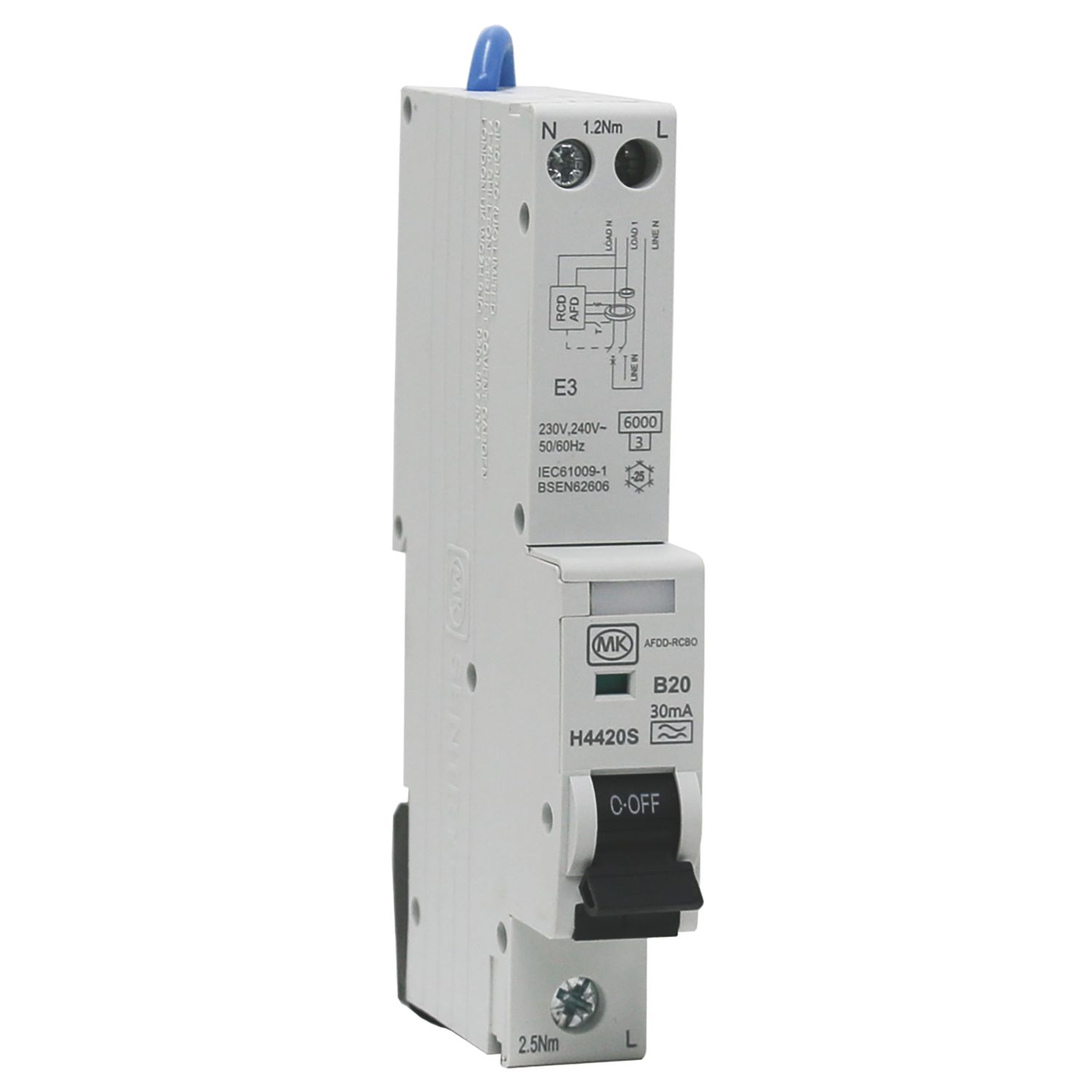 MK Sentry 20A 30mA Type A 1+N B Curve AFDD with RCBO (604PG)