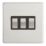 Contactum Lyric 10AX 3-Gang 2-Way Light Switch  Brushed Steel with Black Inserts