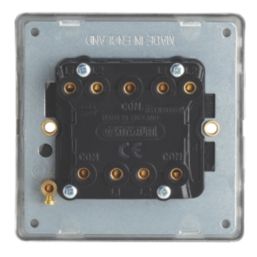 Contactum Lyric 10AX 3-Gang 2-Way Light Switch  Brushed Steel with Black Inserts