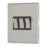 Contactum Lyric 10AX 3-Gang 2-Way Light Switch  Brushed Steel with Black Inserts