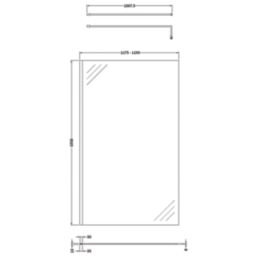 ETAL  WRSG12 Semi-Framed Wetroom Screen with Support Bar Polished Chrome 1200mm x 1950mm