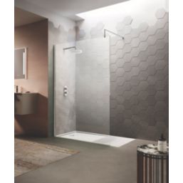 ETAL  WRSG12 Semi-Framed Wetroom Screen with Support Bar Polished Chrome 1200mm x 1950mm