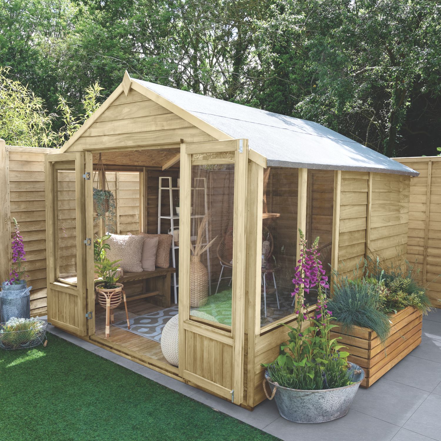 Forest Oakley 8' x 9' 6" (Nominal) Apex Timber Summerhouse with Assembly (604TF)