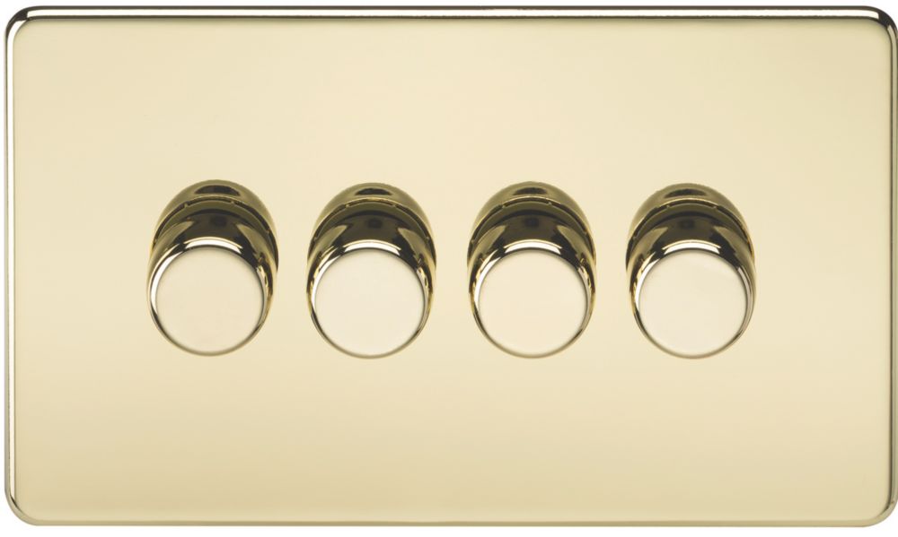 Knightsbridge SF2184PB 4-Gang 2-Way LED Dimmer Switch  Polished Brass