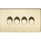 Knightsbridge SF2184PB 4-Gang 2-Way LED Dimmer Switch  Polished Brass