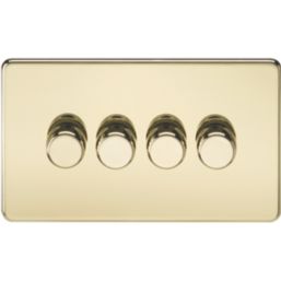 Knightsbridge SF2184PB 4-Gang 2-Way LED Dimmer Switch  Polished Brass