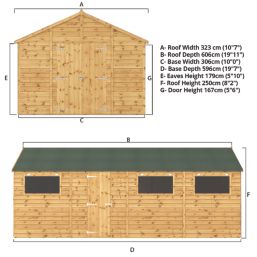 Mercia Modular 10' 6" x 20' (Nominal) Apex Shiplap T&G Timber Workshop