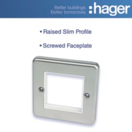Hager Sollysta WRP2EUBSW 2-Module Modular Faceplate Brushed Steel
