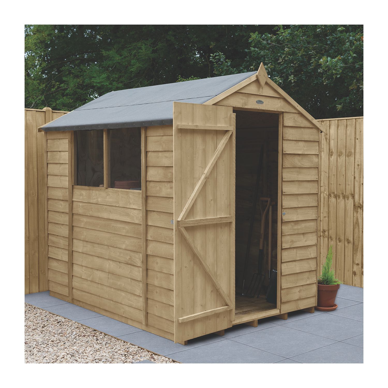 Forest 5' x 7' (Nominal) Apex Overlap Timber Shed with Base & Assembly (605JR)
